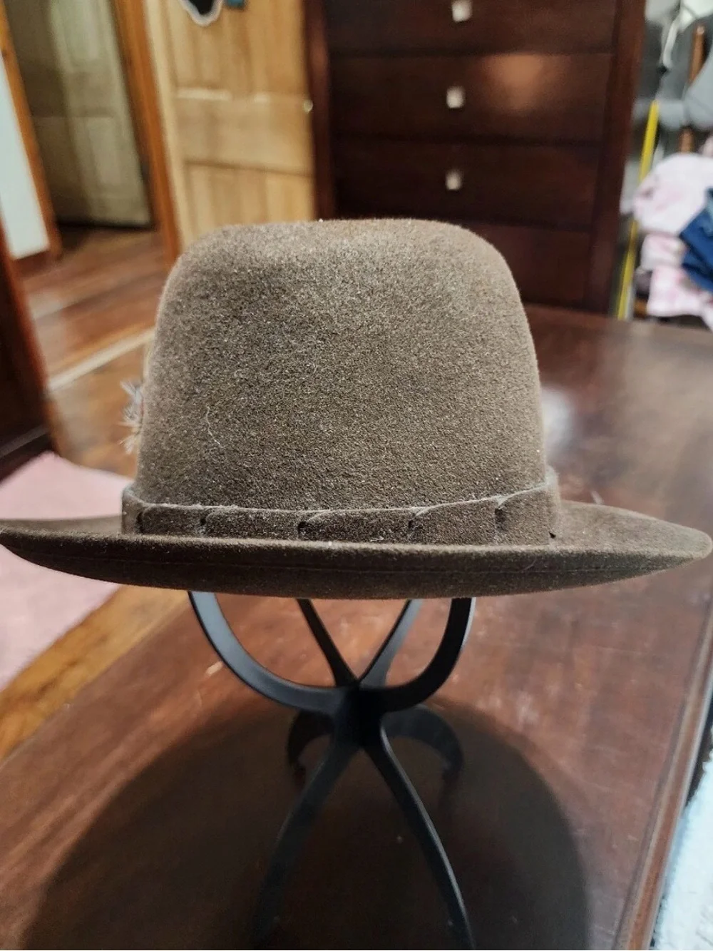 Size 7.5 Dobbs Charleston Golden Coach Fedora Hat Chocolate Brown Fur Felt
